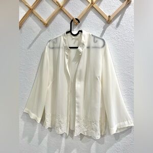 Vintage‎ Creme Colored Sheer Blazer Cardigan Size 12